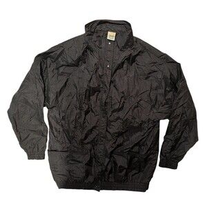 Vintage Haband Black Padded Shoulder Jacket Windbreaker Coat Women's L